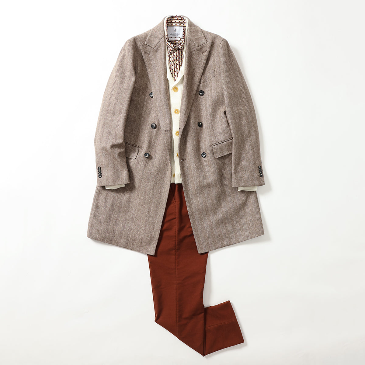【美品】Ralph Lauren ヘリンボーン ダブル チェスターコート S 三越伊勢丹 | DOUBLE RL RALPH LAUREN/ダブル アール エル
