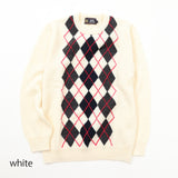 gim 8G英国羊毛アーガイルクルーニット【Made in Japan】