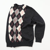 gim 8G英国羊毛アーガイルクルーニット【Made in Japan】