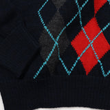 gim 8G英国羊毛アーガイルクルーニット【Made in Japan】