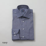 高密度ストライプセミワイドシャツ【Made in Japan】