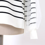 チュール袖ミラノリブニット