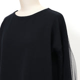 チュール袖ミラノリブニット