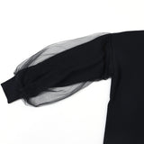 チュール袖ミラノリブニット