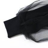 チュール袖ミラノリブニット