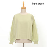 チュール袖ミラノリブニット