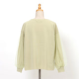 チュール袖ミラノリブニット