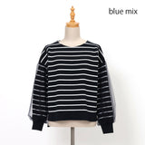 チュール袖ミラノリブニット