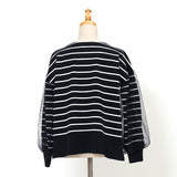 チュール袖ミラノリブニット