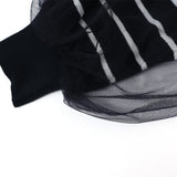 チュール袖ミラノリブニット