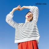 チュール袖ミラノリブニット