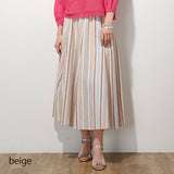 麻混ストライプリブ付ロングスカート
