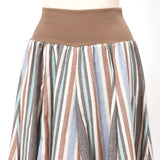 麻混ストライプリブ付ロングスカート