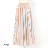 麻混ストライプリブ付ロングスカート