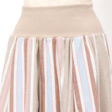 麻混ストライプリブ付ロングスカート