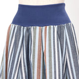 麻混ストライプリブ付ロングスカート