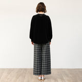 チェック裏起毛ワイドパンツ