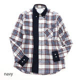 T/R起毛チェック無地ギミックシャツ【Made in Japan】