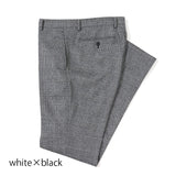 【尾州】カシミヤストレッチグレンチェックパンツ(ノータック)【Made in Japan】