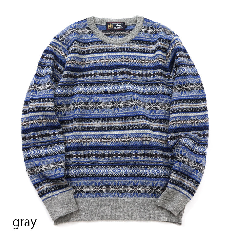 gim 8G英国羊毛フェアアイルクルーニット【Made in Japan