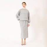 ラメ裏毛裾ドロストプルオーバー