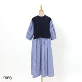 ストライプドッキングワンピース(navy)