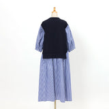 ストライプドッキングワンピース(navy)