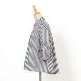 太ストライプ裾ドロストシャツ