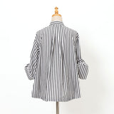 太ストライプ裾ドロストシャツ