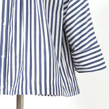 太ストライプ裾ドロストシャツ