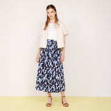 CRローン幾何柄タックスカート