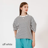 ボーダーギャザースリーブプルオーバー