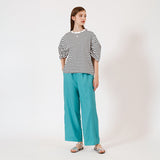 ボーダーギャザースリーブプルオーバー