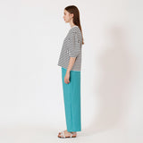 ボーダーギャザースリーブプルオーバー