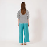 ボーダーギャザースリーブプルオーバー