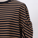 ボーダーギャザースリーブプルオーバー