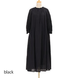 綿ボイルギャザーネックワンピース