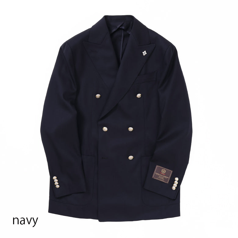 極美品☆カナーリ☆デルフィノ生地☆スーツセットアップ☆ダブル☆ネイビー☆54R7 Fly Jacket】76th タリア・ディ・デルフィノダブルブレザー【Made in