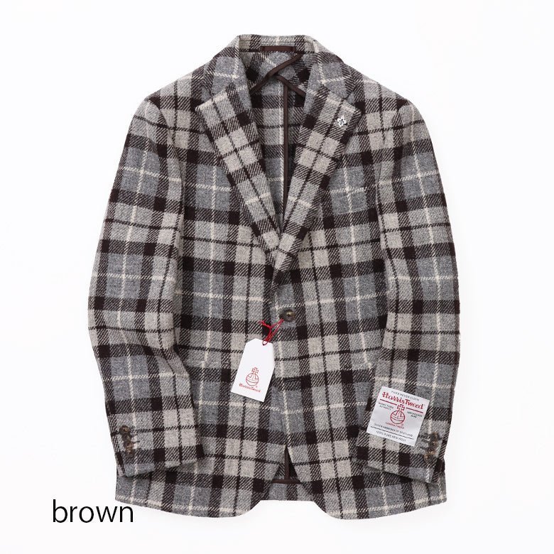 ウール混合 チェック柄 ジャケット　Harris Tweed H.UNIT / エイチユニット 】ハリスツイード生地6種類のチェック柄を