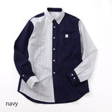 刺し子ドビーボーダーギミックシャツ【Made in Japan】