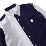 刺し子ドビーボーダーギミックシャツ【Made in Japan】