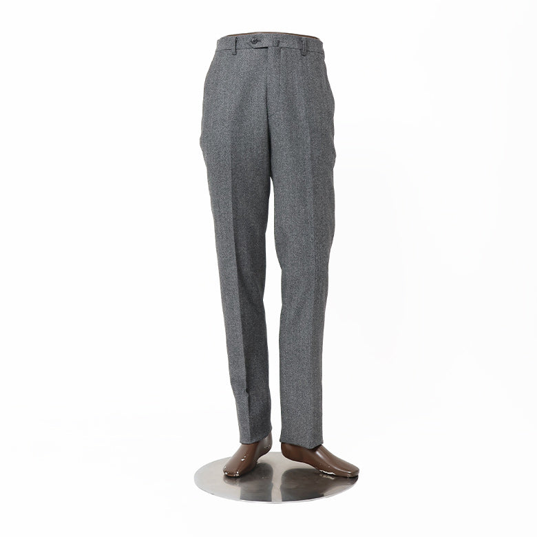 尾州】カシミヤ混ストレッチヘリンボーン パンツ（ノータック）【Made