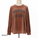 ロゴプリントベロアロングTシャツ