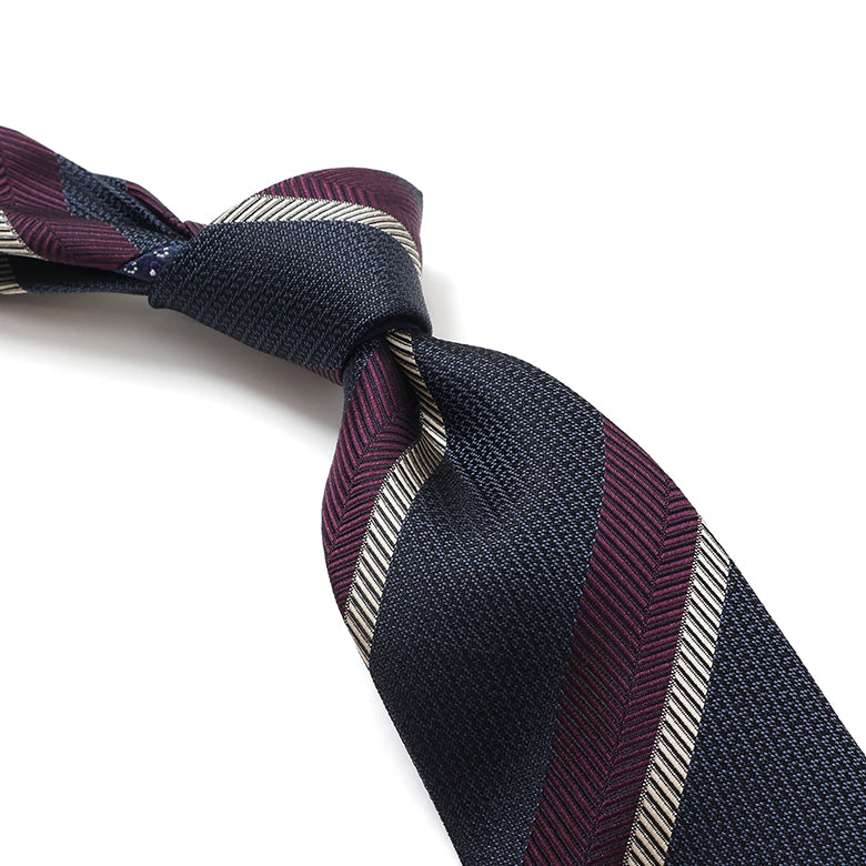 FRANCO BASSI】ダブルストライプクレリックネクタイ【Made in Italy