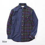 ブラッシュドチェック無地ギミックシャツ【Made in Japan】