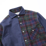 ブラッシュドチェック無地ギミックシャツ【Made in Japan】