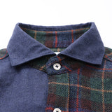 ブラッシュドチェック無地ギミックシャツ【Made in Japan】