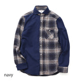 ブラッシュドチェック無地ギミックシャツ【Made in Japan】