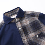 ブラッシュドチェック無地ギミックシャツ【Made in Japan】