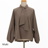 ラグラン袖スカーフタイ風ブラウス